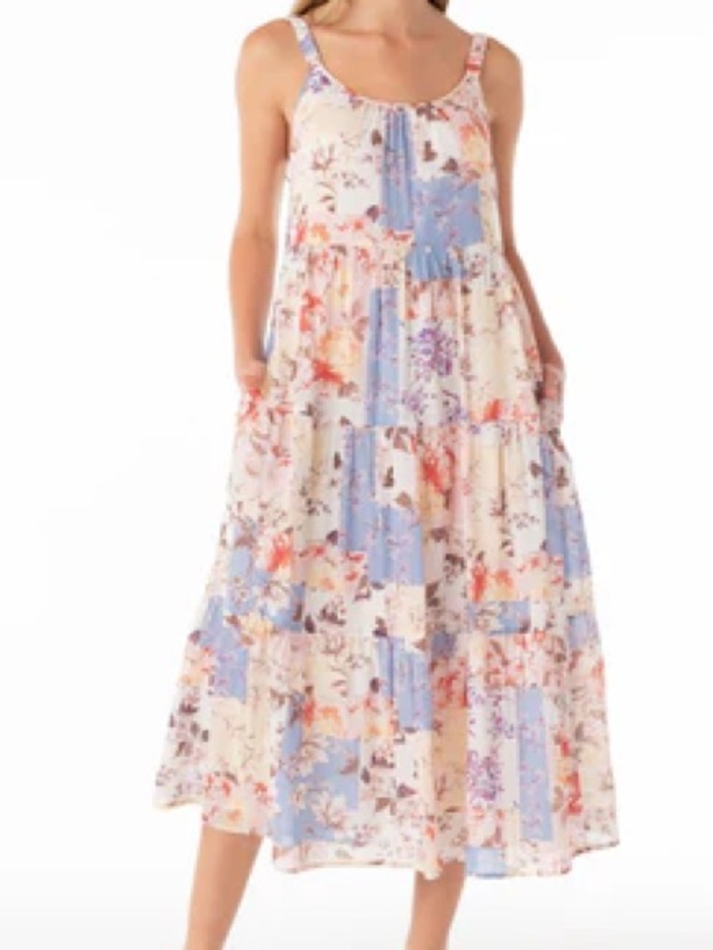 Lovestitch Dell Maxi Dress in patchwork floral print sz L